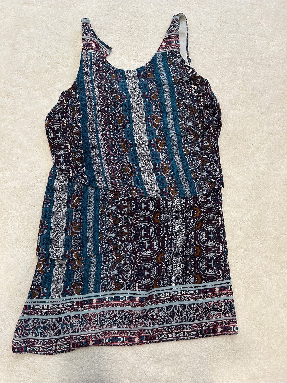 Chelsea28 Teal, Navy and Cream Paisley dress